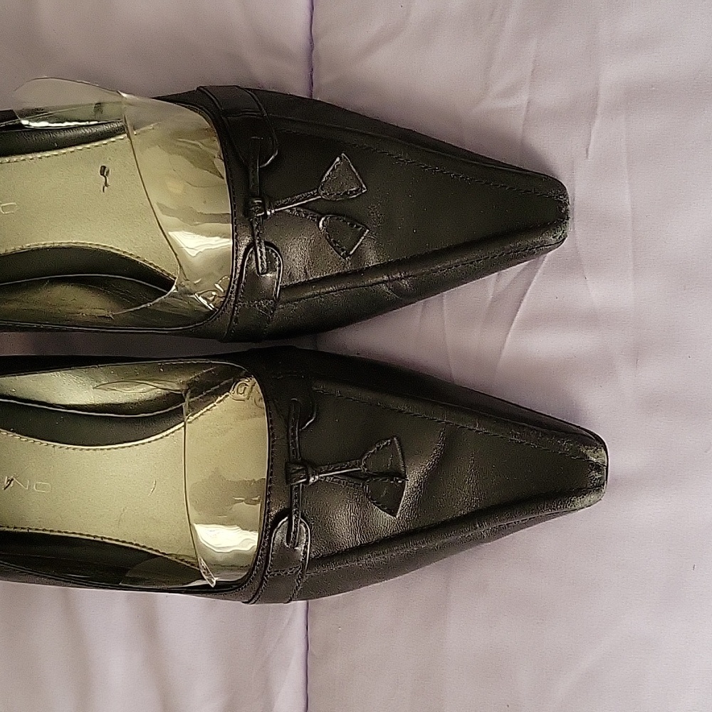 Black leather heels